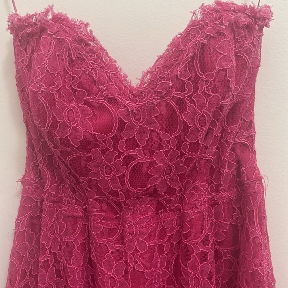 Neiman Marcus Strapless Pink Lace Dress - Picture 6 of 14